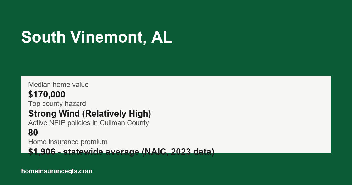 Key home insurance figures for South Vinemont, AL