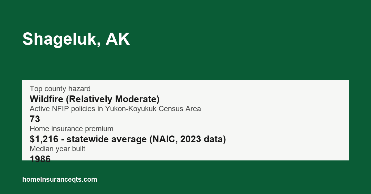 Key home insurance figures for Shageluk, AK