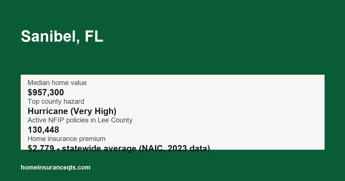 Key home insurance figures for Sanibel, FL
