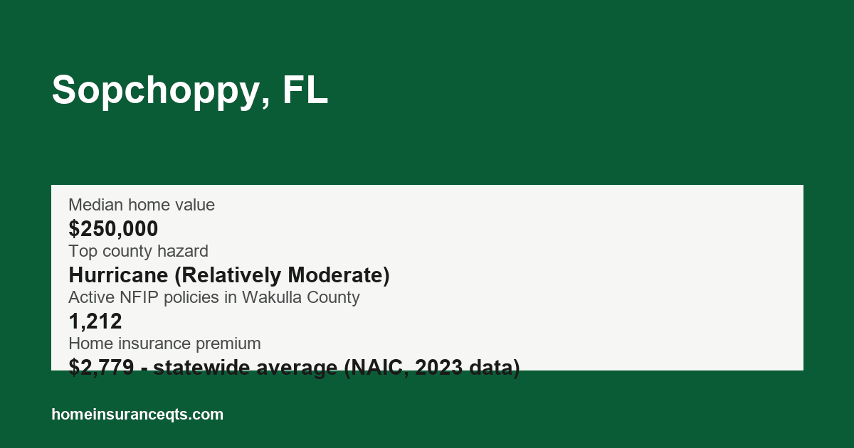Key home insurance figures for Sopchoppy, FL