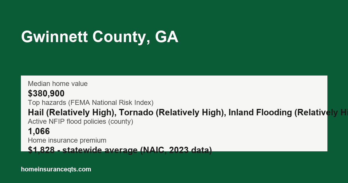 Key home insurance figures for Gwinnett County, GA