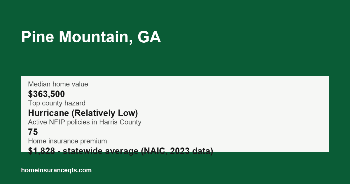 Key home insurance figures for Pine Mountain, GA