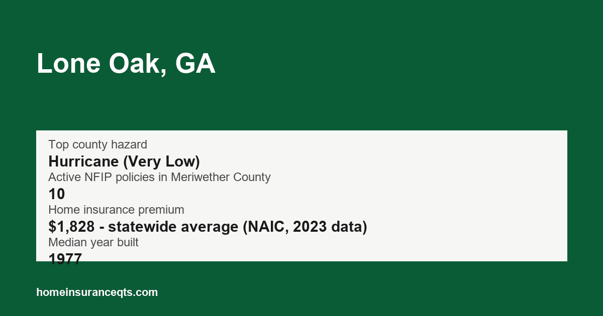 Key home insurance figures for Lone Oak, GA