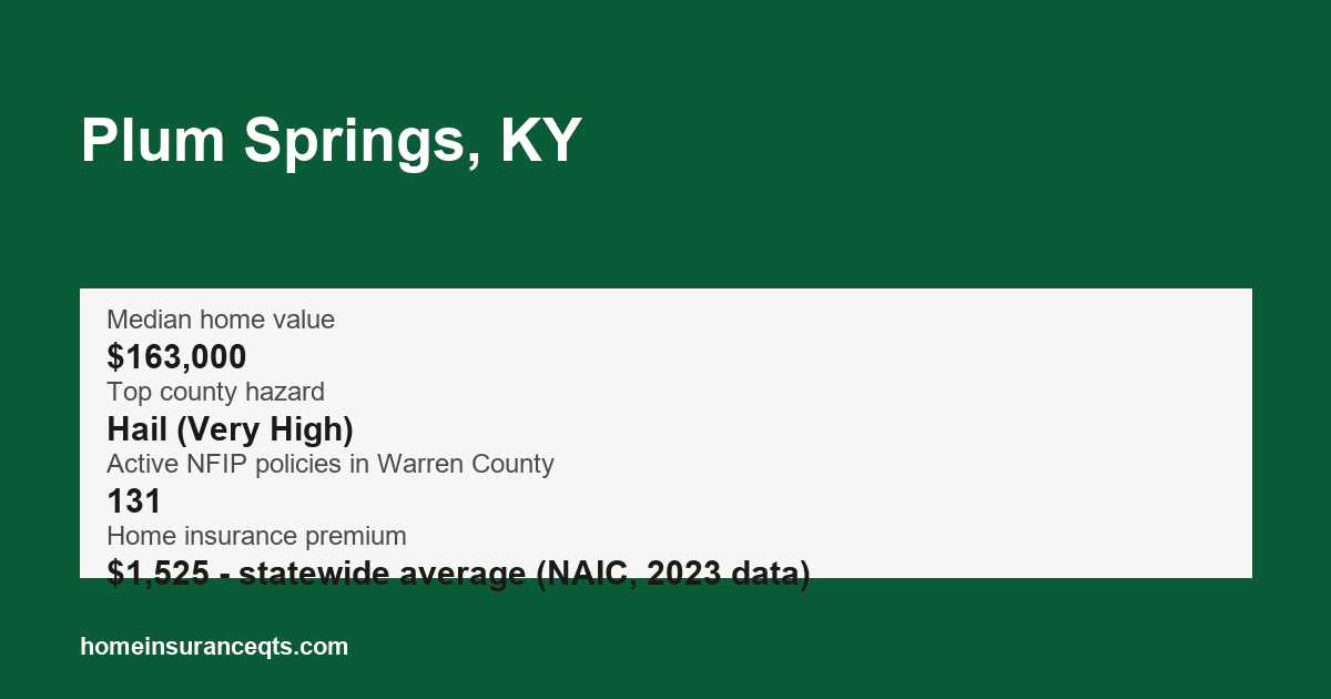 Key home insurance figures for Plum Springs, KY