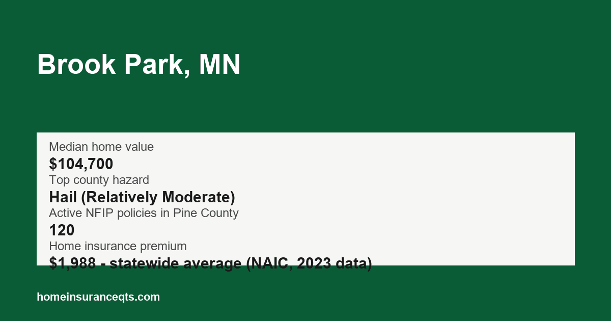 Key home insurance figures for Brook Park, MN