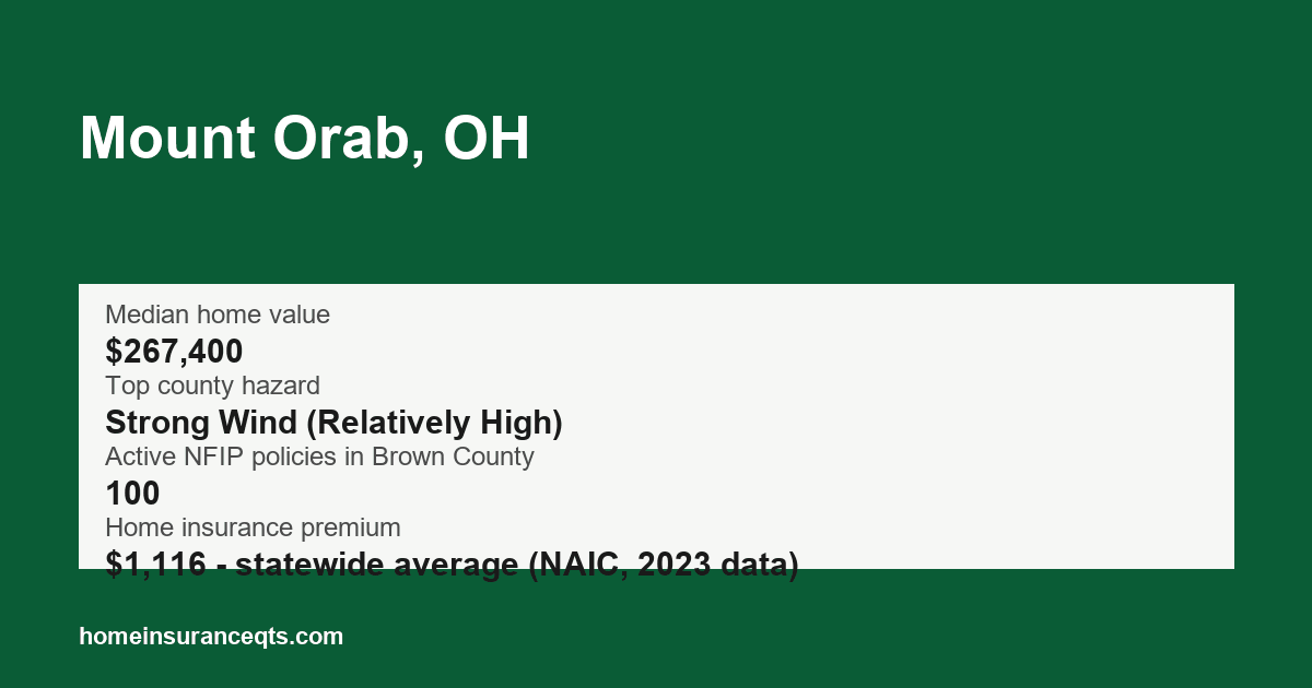 Key home insurance figures for Mount Orab, OH
