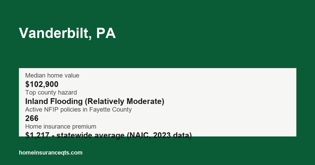 Key home insurance figures for Vanderbilt, PA