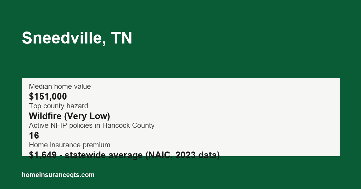 Key home insurance figures for Sneedville, TN