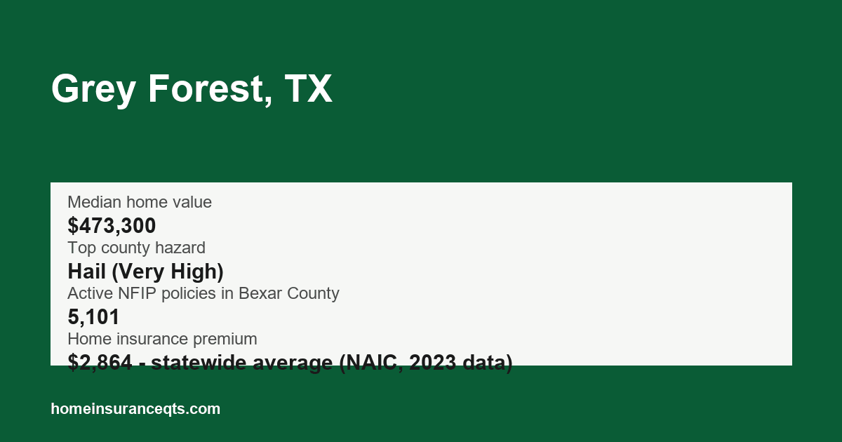 Key home insurance figures for Grey Forest, TX