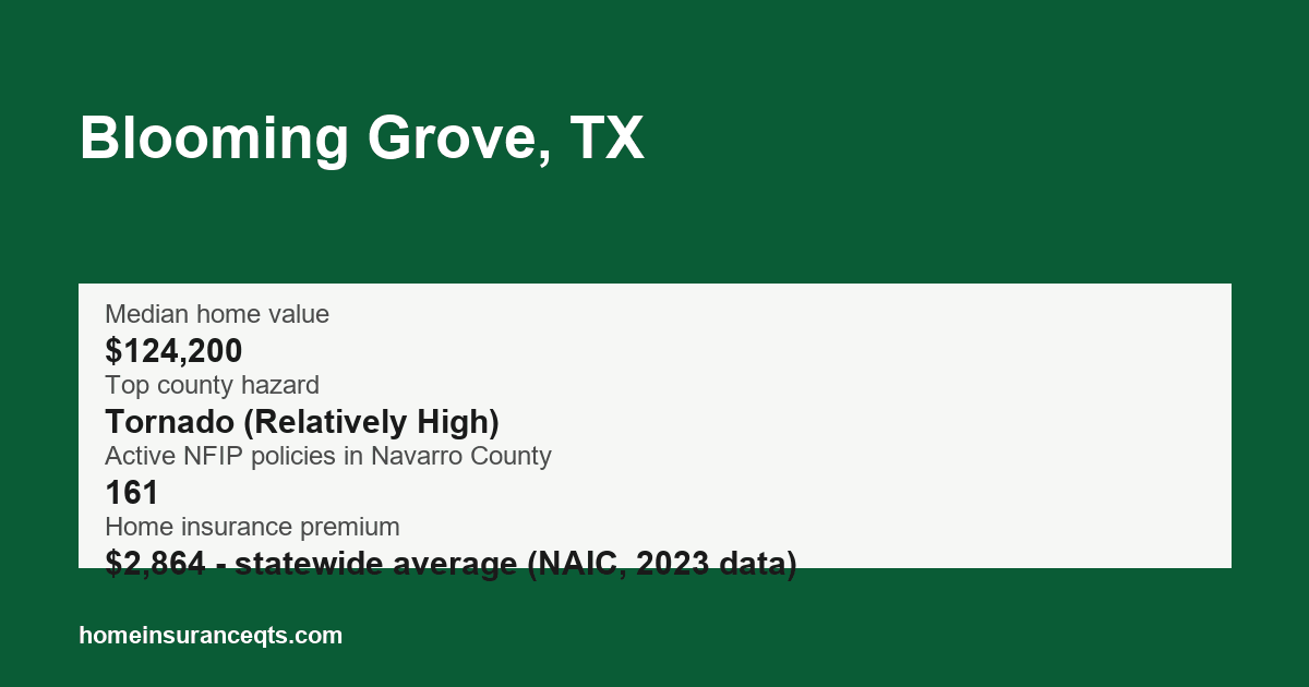 Key home insurance figures for Blooming Grove, TX