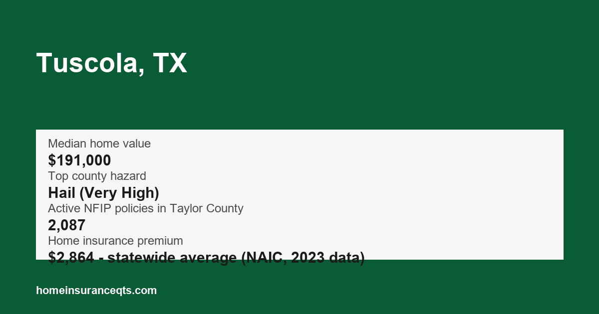 Key home insurance figures for Tuscola, TX
